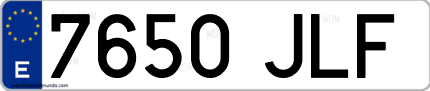 Ejemplo de matrícula de coche ordinaria 7650 JLF