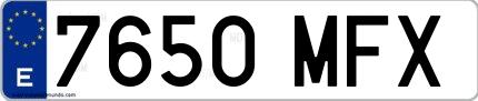 Ejemplo de matrícula española 7650 MFX