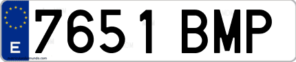Ejemplo de matrícula de coche ordinaria 7651 BMP