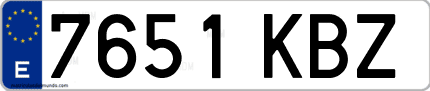 Ejemplo de matrícula de coche ordinaria 7651 KBZ