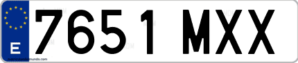 Ejemplo de matrícula de coche ordinaria 7651 MXX