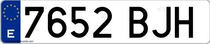 Ejemplo de matrícula española 7652 BJH