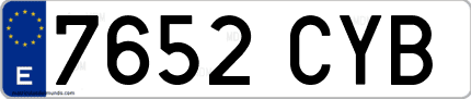 Ejemplo de matrícula de coche ordinaria 7652 CYB