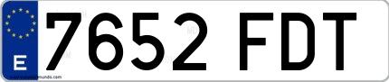 Ejemplo de matrícula española 7652 FDT