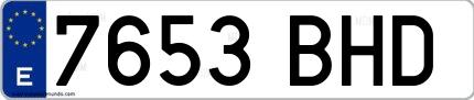 Ejemplo de matrícula española 7653 BHD