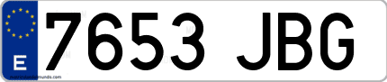 Ejemplo de matrícula de coche ordinaria 7653 JBG