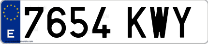 Ejemplo de matrícula de coche ordinaria 7654 KWY