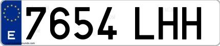 Ejemplo de matrícula española 7654 LHH