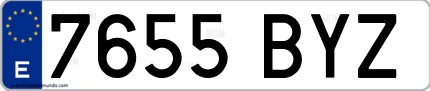 Ejemplo de matrícula de coche ordinaria 7655 BYZ