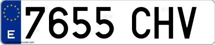 Ejemplo de matrícula de coche ordinaria 7655 CHV
