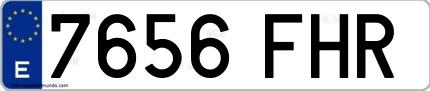 Ejemplo de matrícula de coche ordinaria 7656 FHR