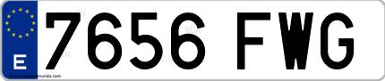 Ejemplo de matrícula de coche ordinaria 7656 FWG