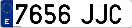 Ejemplo de matrícula española 7656 JJC