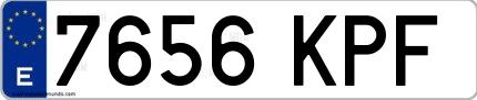 Ejemplo de matrícula española 7656 KPF