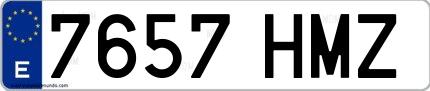 Ejemplo de matrícula española 7657 HMZ