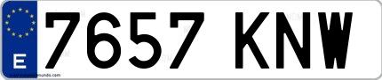 Ejemplo de matrícula española 7657 KNW