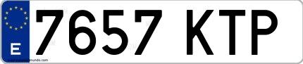 Ejemplo de matrícula española 7657 KTP