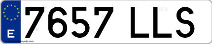 Ejemplo de matrícula de coche ordinaria 7657 LLS