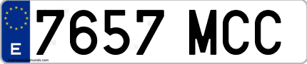 Ejemplo de matrícula de coche ordinaria 7657 MCC