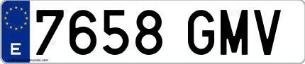 Ejemplo de matrícula española 7658 GMV