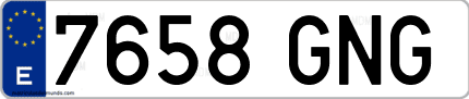Ejemplo de matrícula de coche ordinaria 7658 GNG