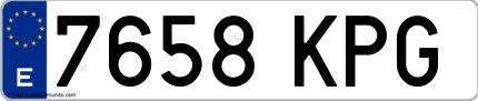 Ejemplo de matrícula española 7658 KPG