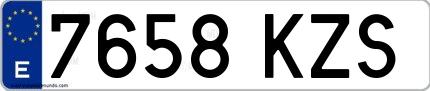 Ejemplo de matrícula española 7658 KZS