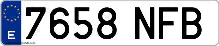 Ejemplo de matrícula española 7658 NFB