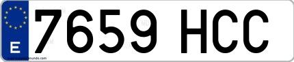 Ejemplo de matrícula española 7659 HCC