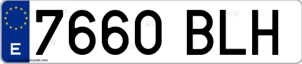 Ejemplo de matrícula de coche ordinaria 7660 BLH