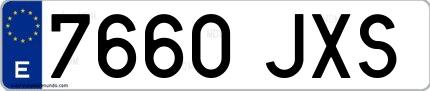 Ejemplo de matrícula española 7660 JXS
