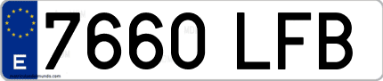 Ejemplo de matrícula de coche ordinaria 7660 LFB