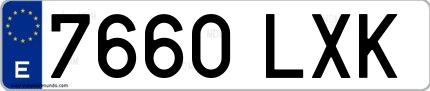 Ejemplo de matrícula española 7660 LXK
