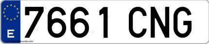 Ejemplo de matrícula española 7661 CNG