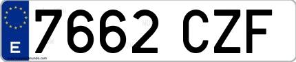 Ejemplo de matrícula española 7662 CZF