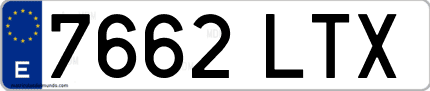 Ejemplo de matrícula de coche ordinaria 7662 LTX