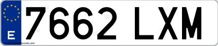 Ejemplo de matrícula española 7662 LXM