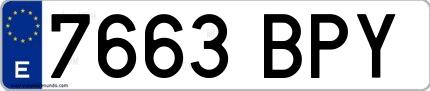 Ejemplo de matrícula española 7663 BPY