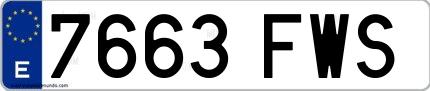 Ejemplo de matrícula española 7663 FWS