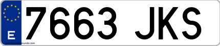 Ejemplo de matrícula de coche ordinaria 7663 JKS