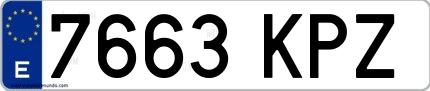 Ejemplo de matrícula española 7663 KPZ