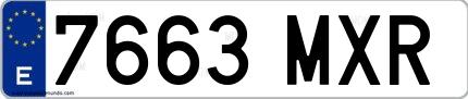 Ejemplo de matrícula española 7663 MXR