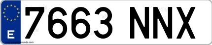 Ejemplo de matrícula española 7663 NNX