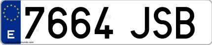 Ejemplo de matrícula española 7664 JSB