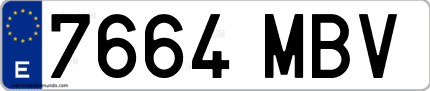 Ejemplo de matrícula de coche ordinaria 7664 MBV