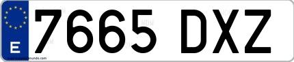 Ejemplo de matrícula española 7665 DXZ