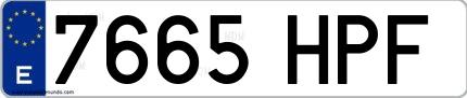 Ejemplo de matrícula española 7665 HPF