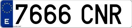 Ejemplo de matrícula española 7666 CNR