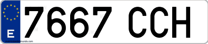 Ejemplo de matrícula de coche ordinaria 7667 CCH