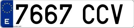 Ejemplo de matrícula española 7667 CCV